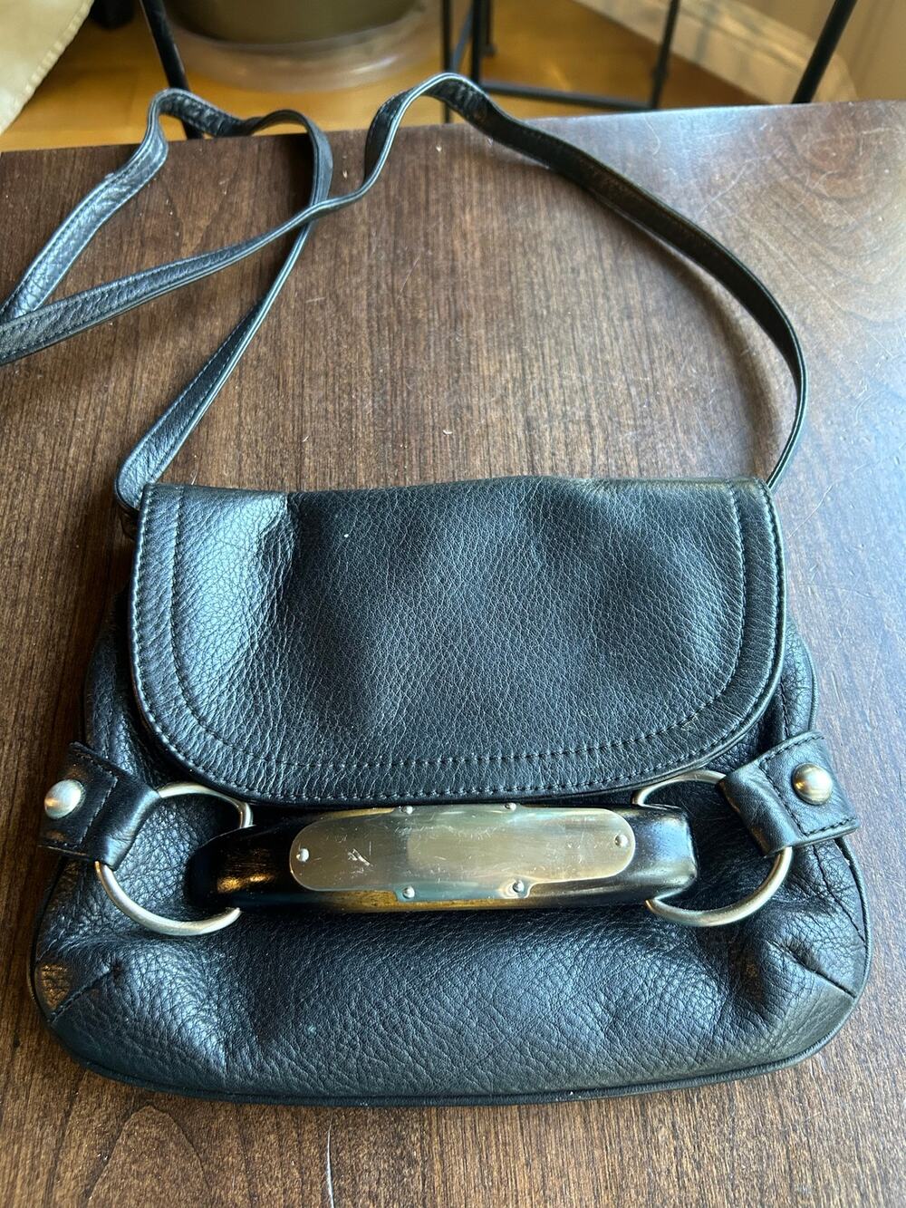 Vintage B. Makowsky Black Leather Fold Over Flap